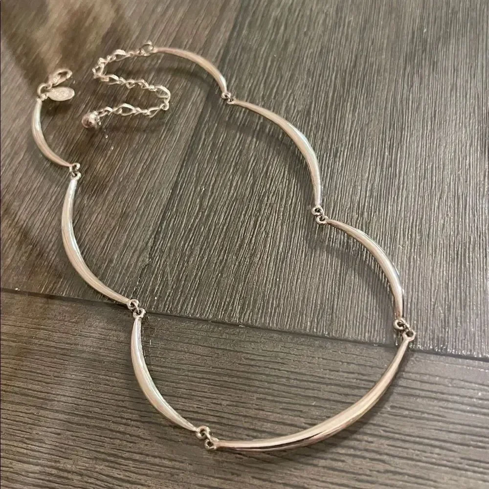 Premier Designs Curved Bar Link Necklace Silver-tone Women's Necklace Scalloped